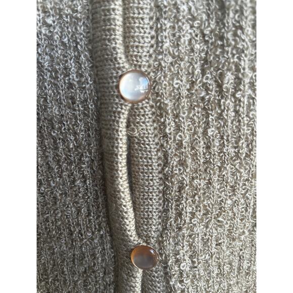 Vintage 80s Tan Boucle Button Front Cardigan Sweater Size Large - Picture 6 of 6
